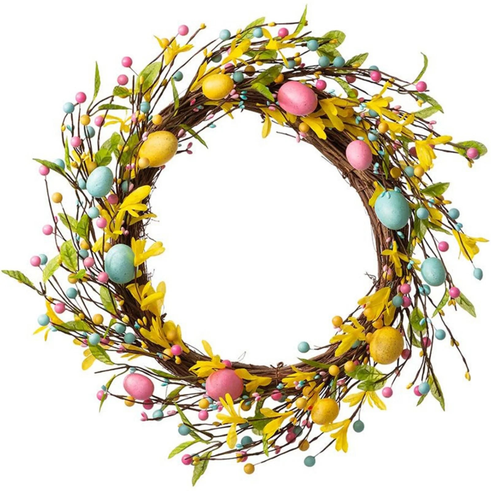 Easter Bunny Wreath for Front Door,Easter Wreaths Artificial Easter Egg Rabbit Garland,Easter Decor,13.7X11.8Inch