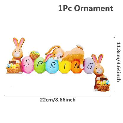 2024 New Easter Decoration for Home Wooden Pendant Easter Rabbit Easter Craft Easter Bunny Ornament Decor Easter Egg Gifts Decor