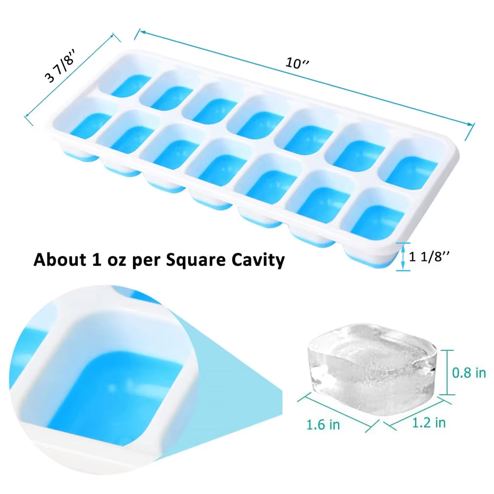 4Pcs/Set Cubetray Stackable 14 Grid Silicone Ice Mold with Removable Lid Easy-Release for Cocktail Freezer Kitchen Tools