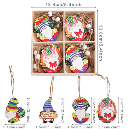 2024 New Easter Decoration for Home Wooden Pendant Easter Rabbit Easter Craft Easter Bunny Ornament Decor Easter Egg Gifts Decor