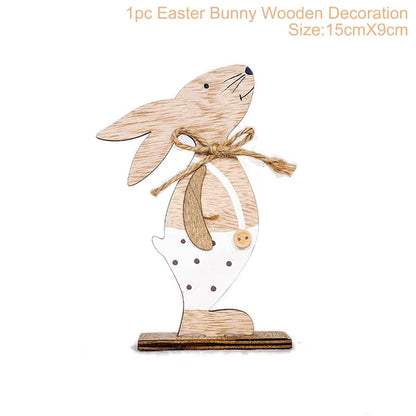 2024 New Easter Decoration for Home Wooden Pendant Easter Rabbit Easter Craft Easter Bunny Ornament Decor Easter Egg Gifts Decor