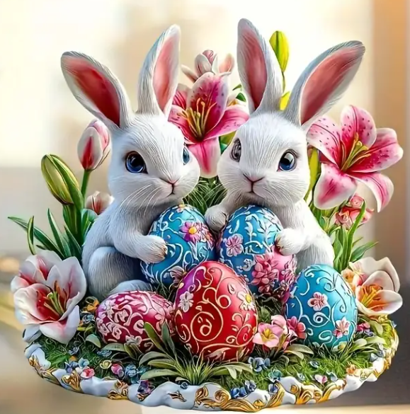 Easter Bunny and Eggs Decorative