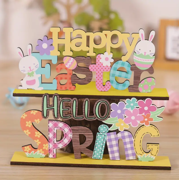 Easter Bunny Wooden Tabletop Decoration – Festive Letter Sign