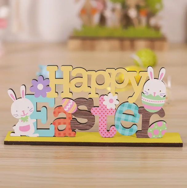 Easter Bunny Wooden Tabletop Decoration – Festive Letter Sign