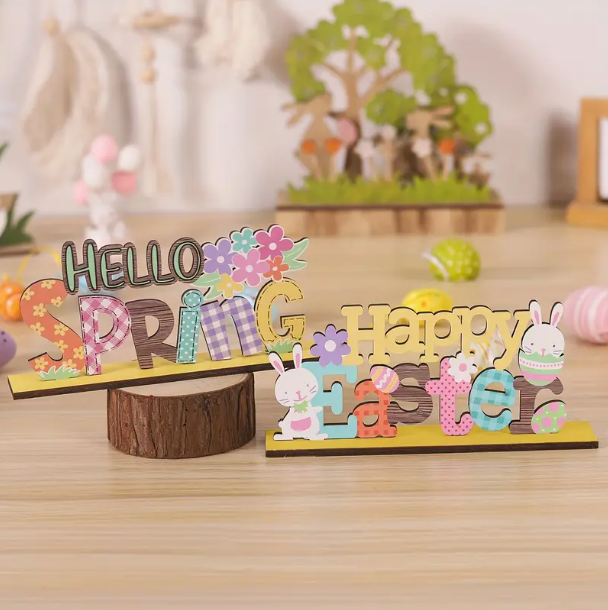 Easter Bunny Wooden Tabletop Decoration – Festive Letter Sign