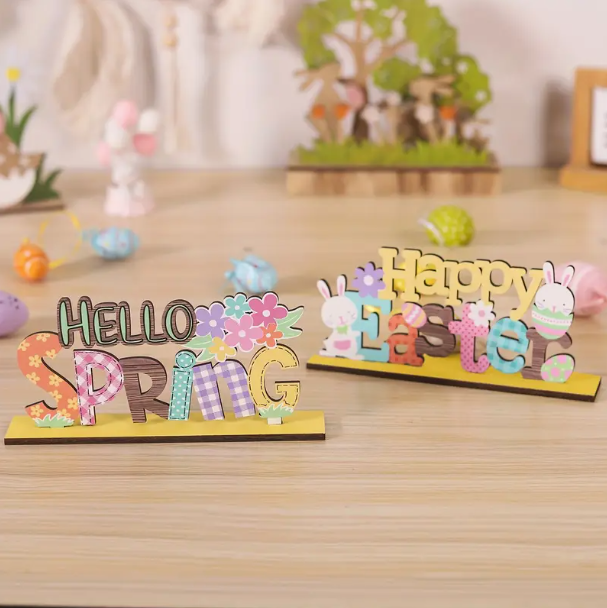 Easter Bunny Wooden Tabletop Decoration – Festive Letter Sign