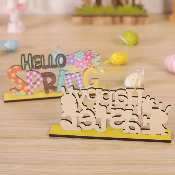 Easter Bunny Wooden Tabletop Decoration – Festive Letter Sign